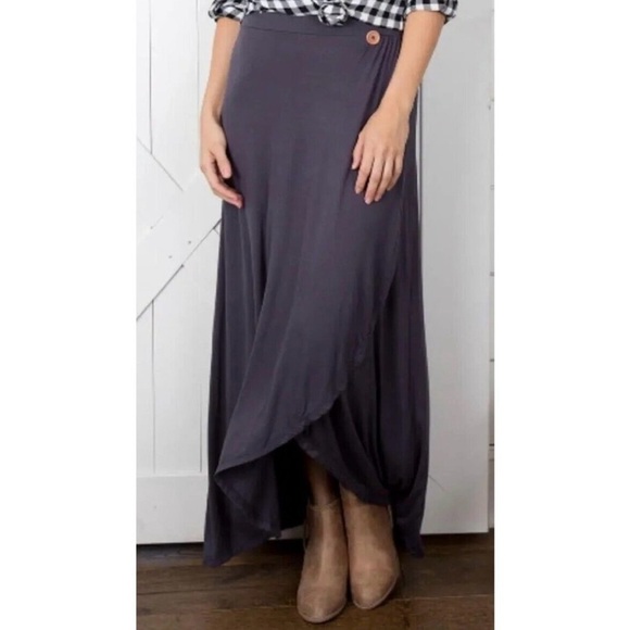 Matilda Jane Dresses & Skirts - Matilda Jane Sweet And Simple Maxi Skirt Gray Knit Joanna Gaines Size M NWT